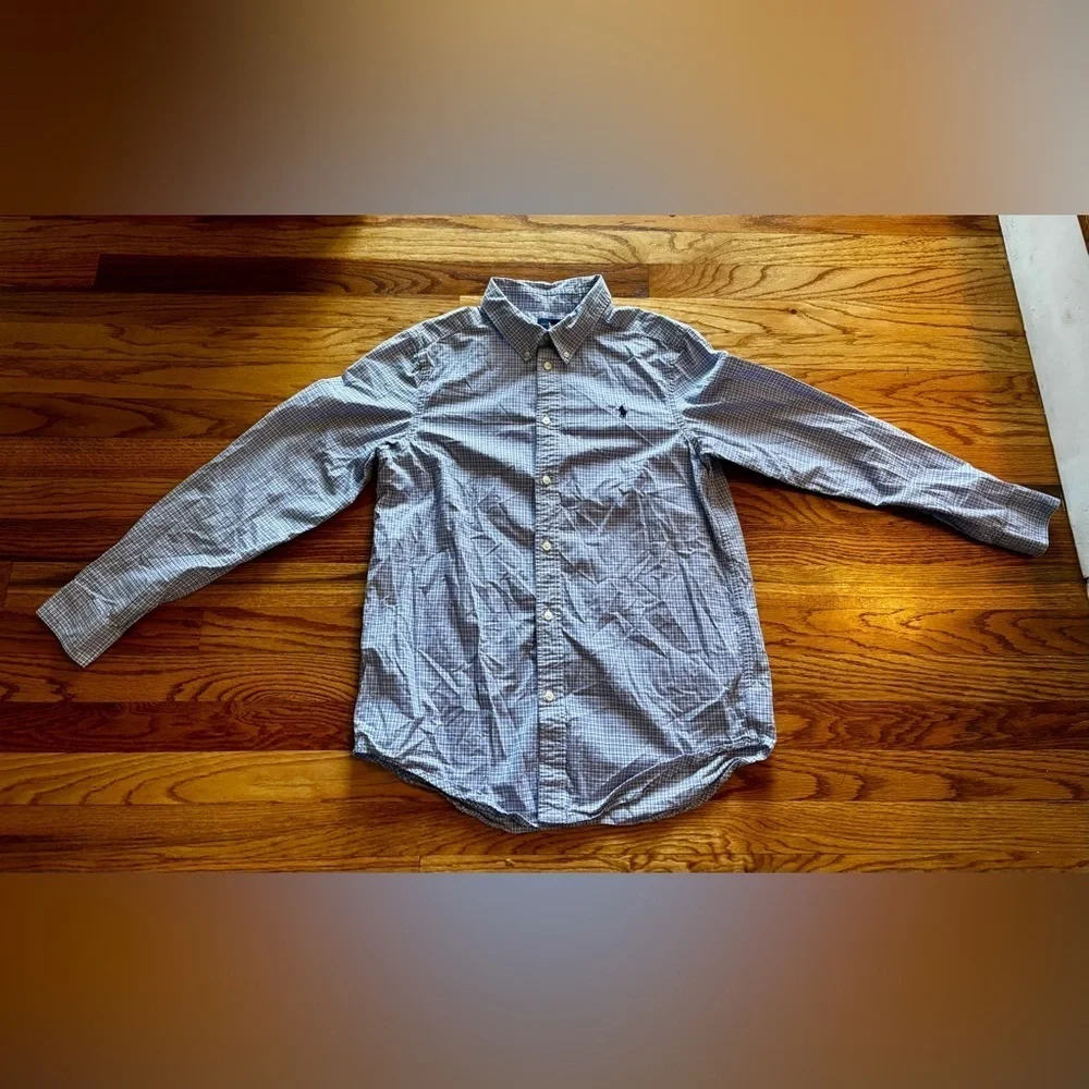 Ralph Lauren Boys Blue Plaid Button-Down Shirt - XL (18-20)